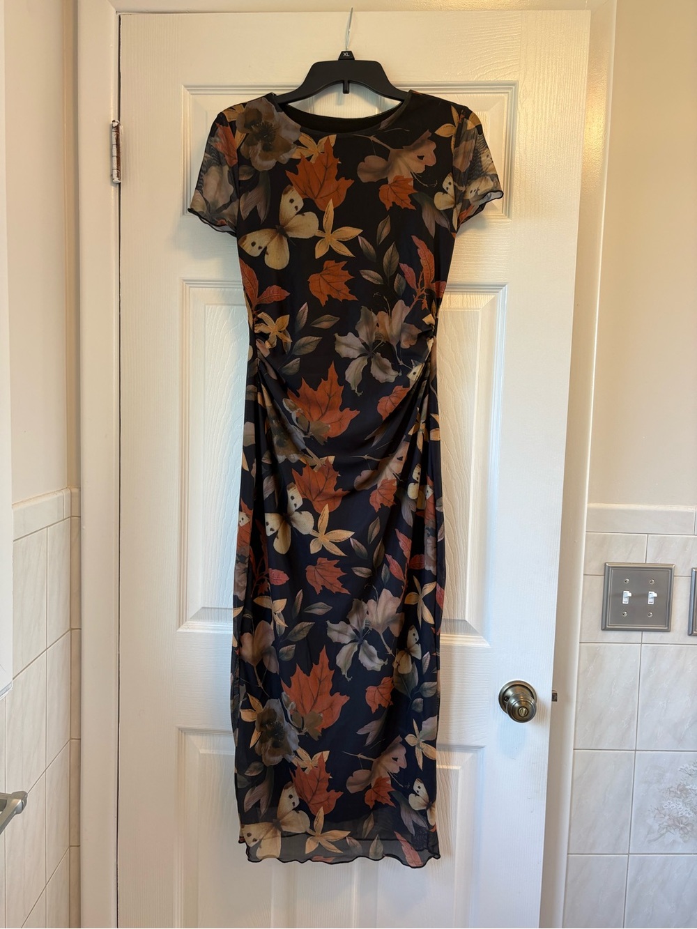 SHEIN Black Midi Dress wedding party fall Print women’s size medium